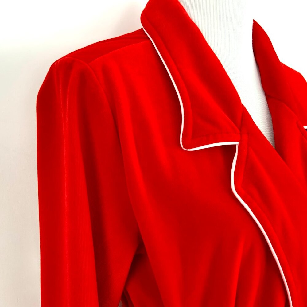 Vintage 80s Pierre Cardin Red Maxi Robe With White Piping Sz M - Picture 4 of 16
